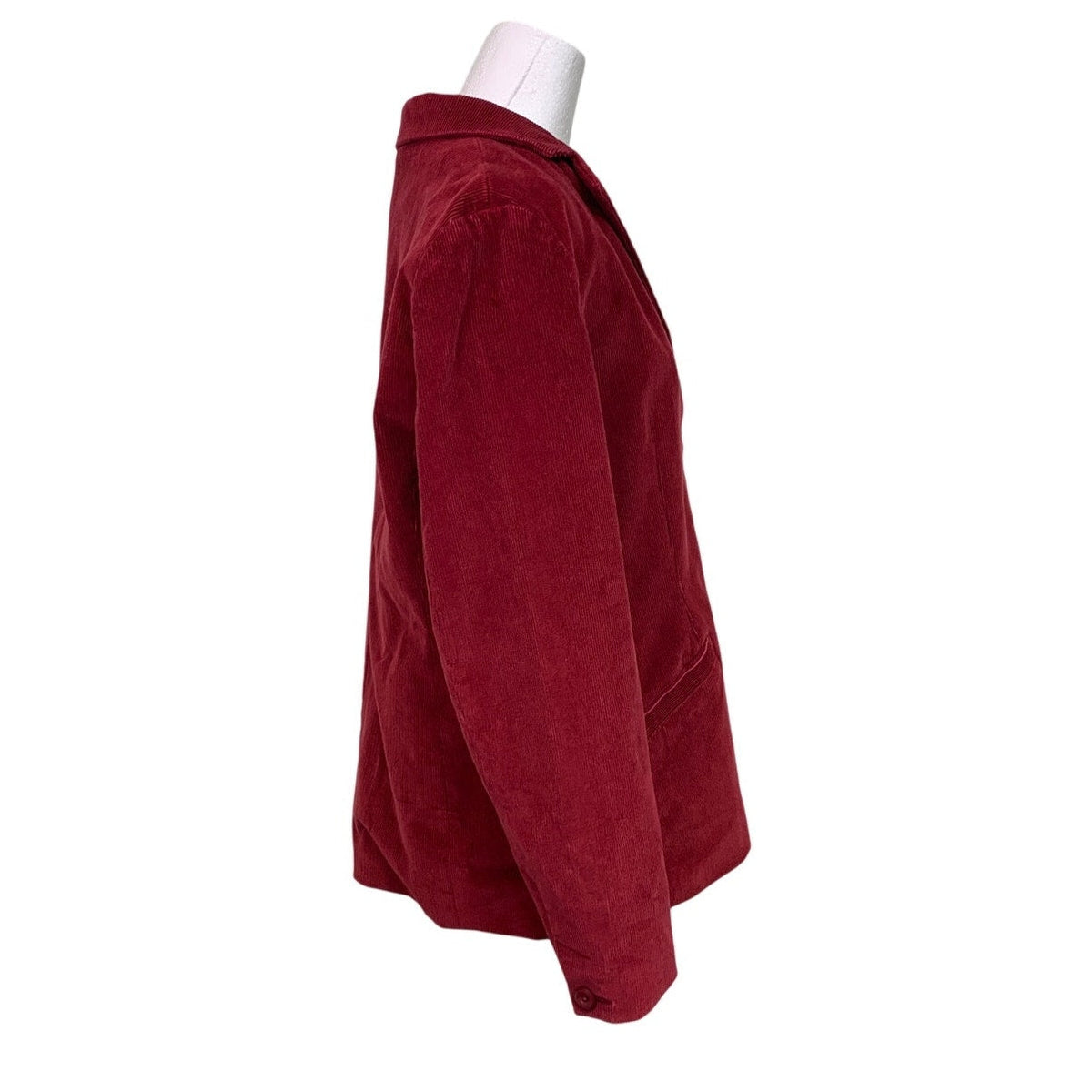 LL Bean Womens 14 Regular Cotton Blend Red Corduroy Long Sleeve Button Up Jacket