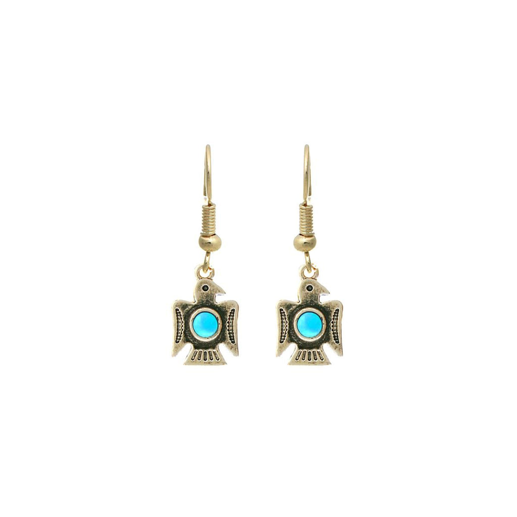 Statement Burnished Gold Thunderbird Earrings Stylish Fashion Jewelry