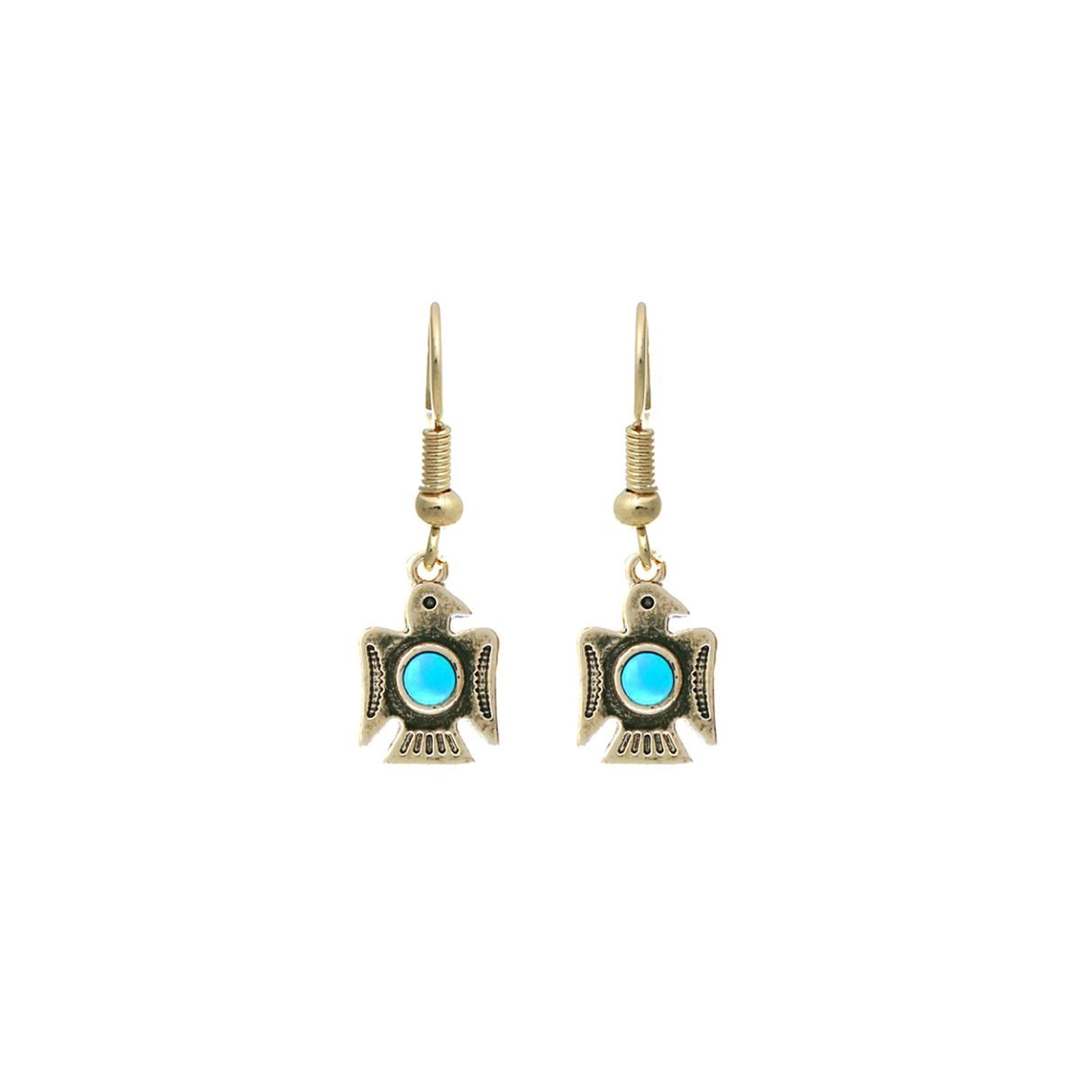 Statement Burnished Gold Thunderbird Earrings Stylish Fashion Jewelry