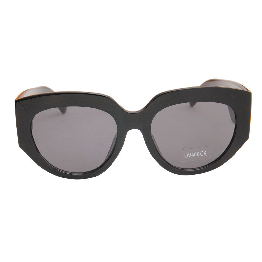 Wide Arm Black Cat Eye Sunglasses Stylish Chic Fashion Accessory