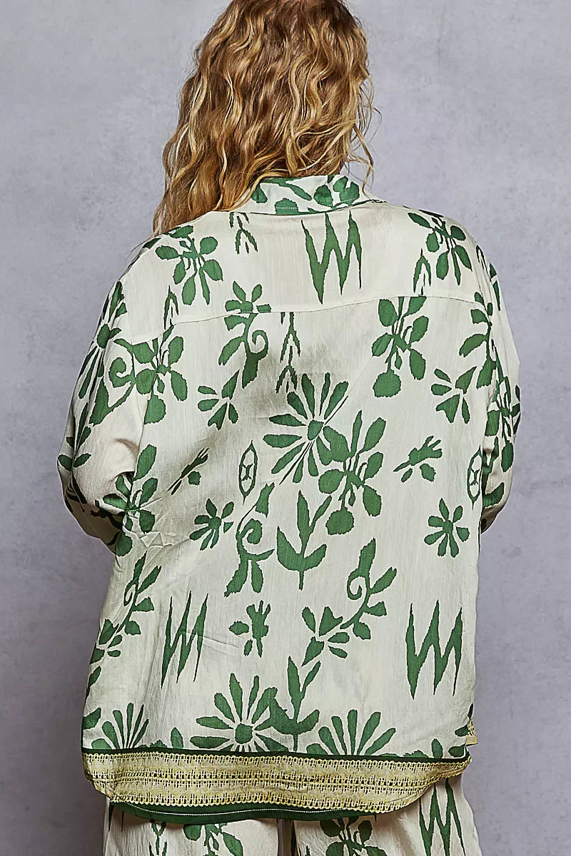 Button Down Floral Long Sleeve Shirt