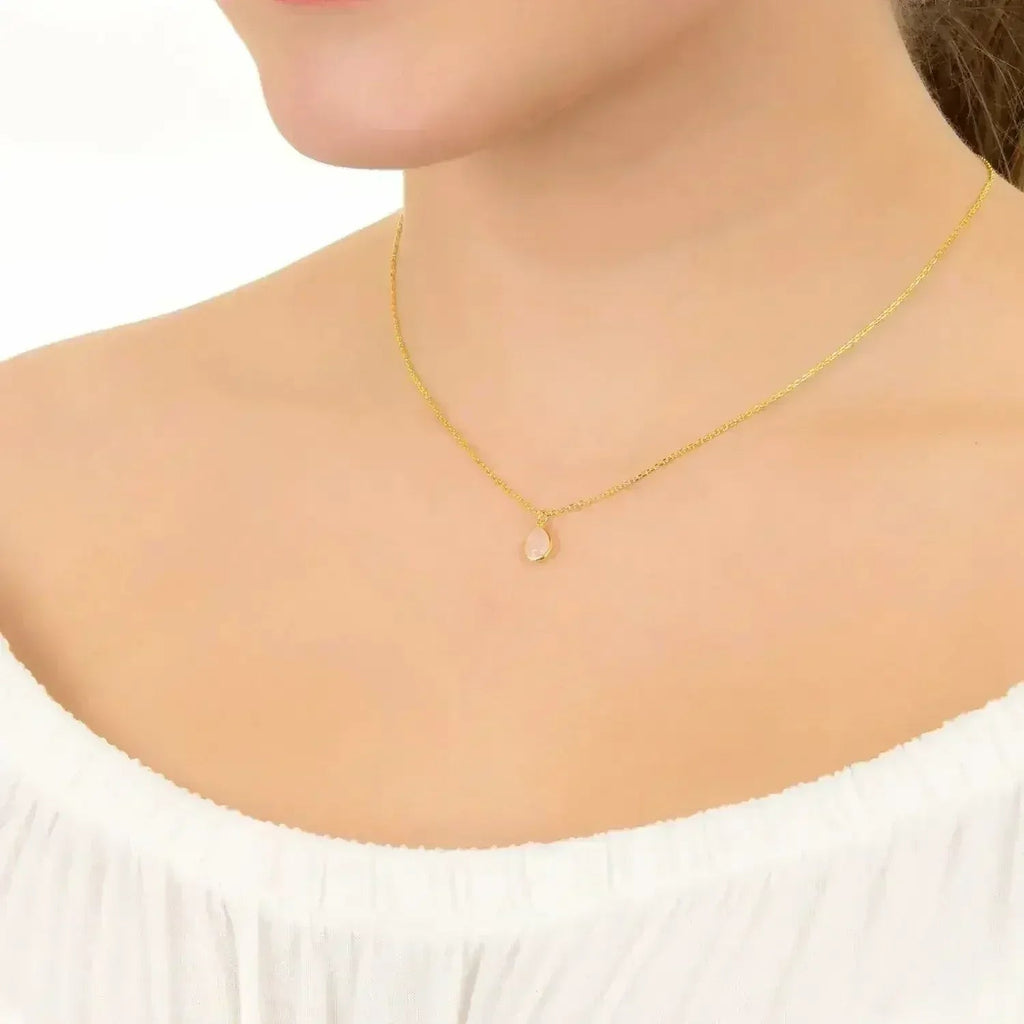 Citrine Pisa Necklace - 22K Gold Plated Sterling Silver Birthstone Jewelry | Femstylo