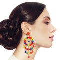 Statement Rainbow Bead Dream Catcher Earrings Stylish Fashion Jewelry