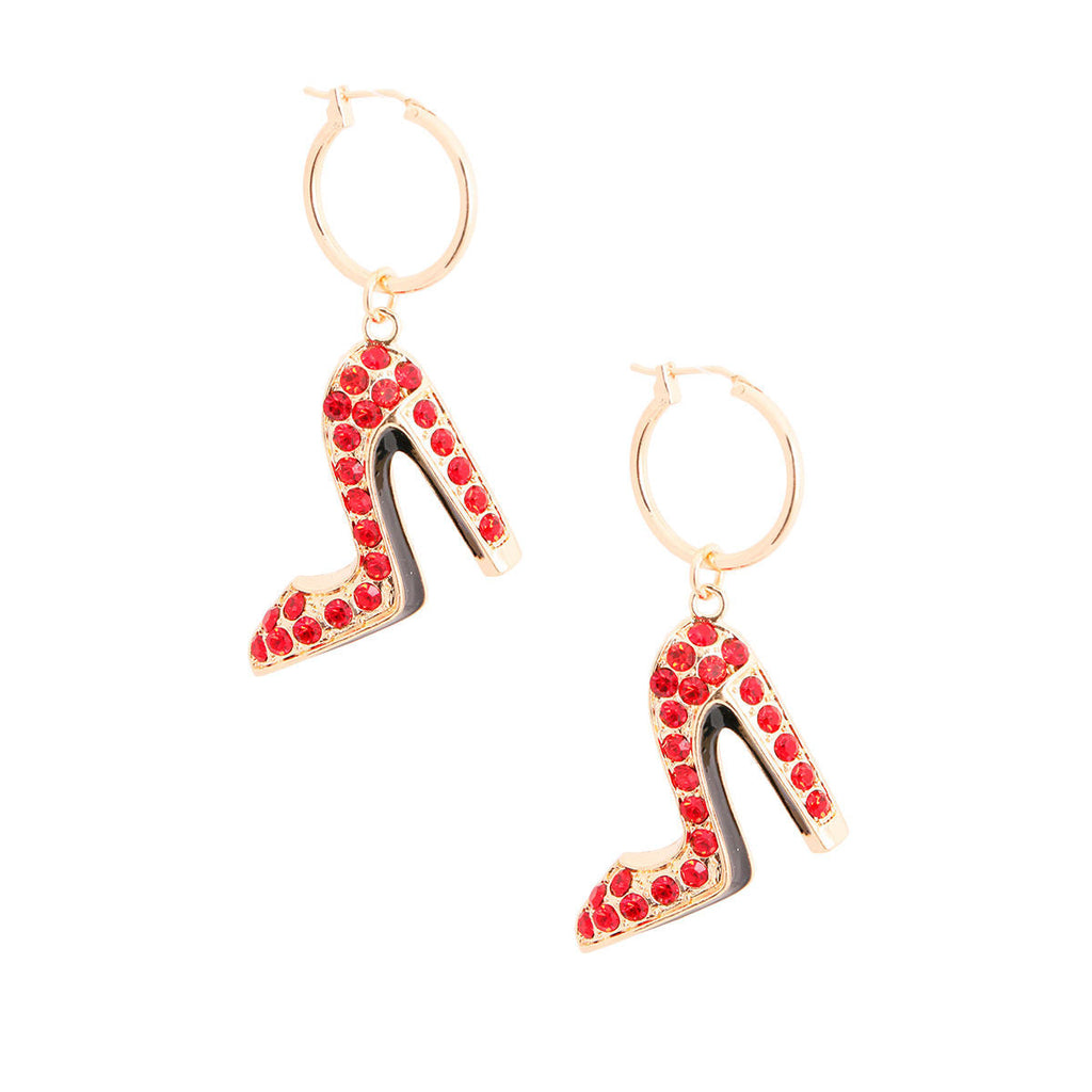 Statement Red Hoop Earrings High Heel Style Bling Boutique