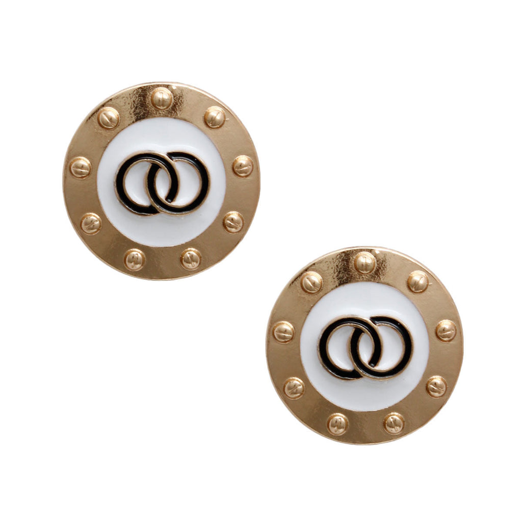 Earrings Gold Studded White Stylish Statement Jewelry