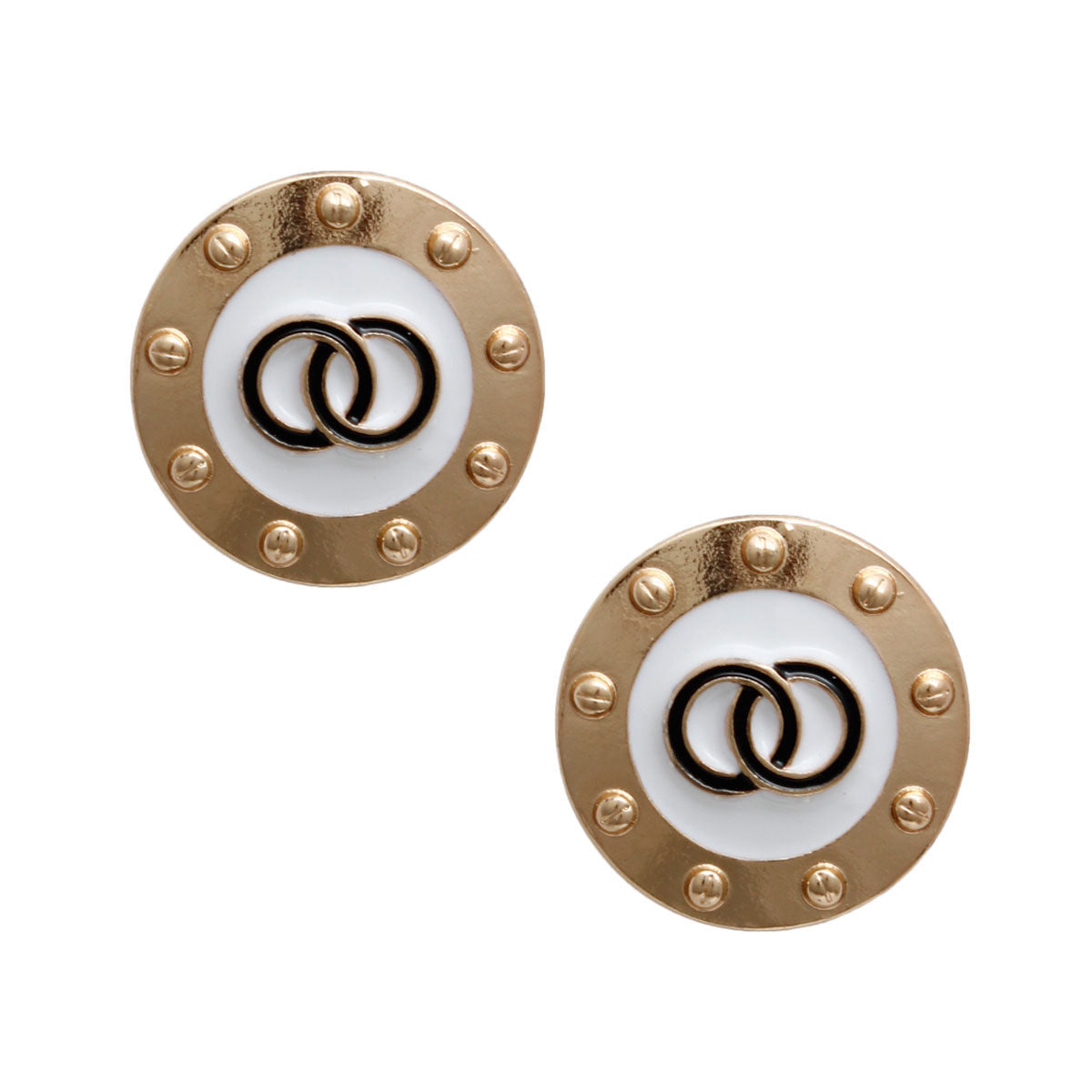 Earrings Gold Studded White Stylish Statement Jewelry