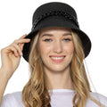Bucket Hat Black with Chain Detail Trendy Casual Accessory