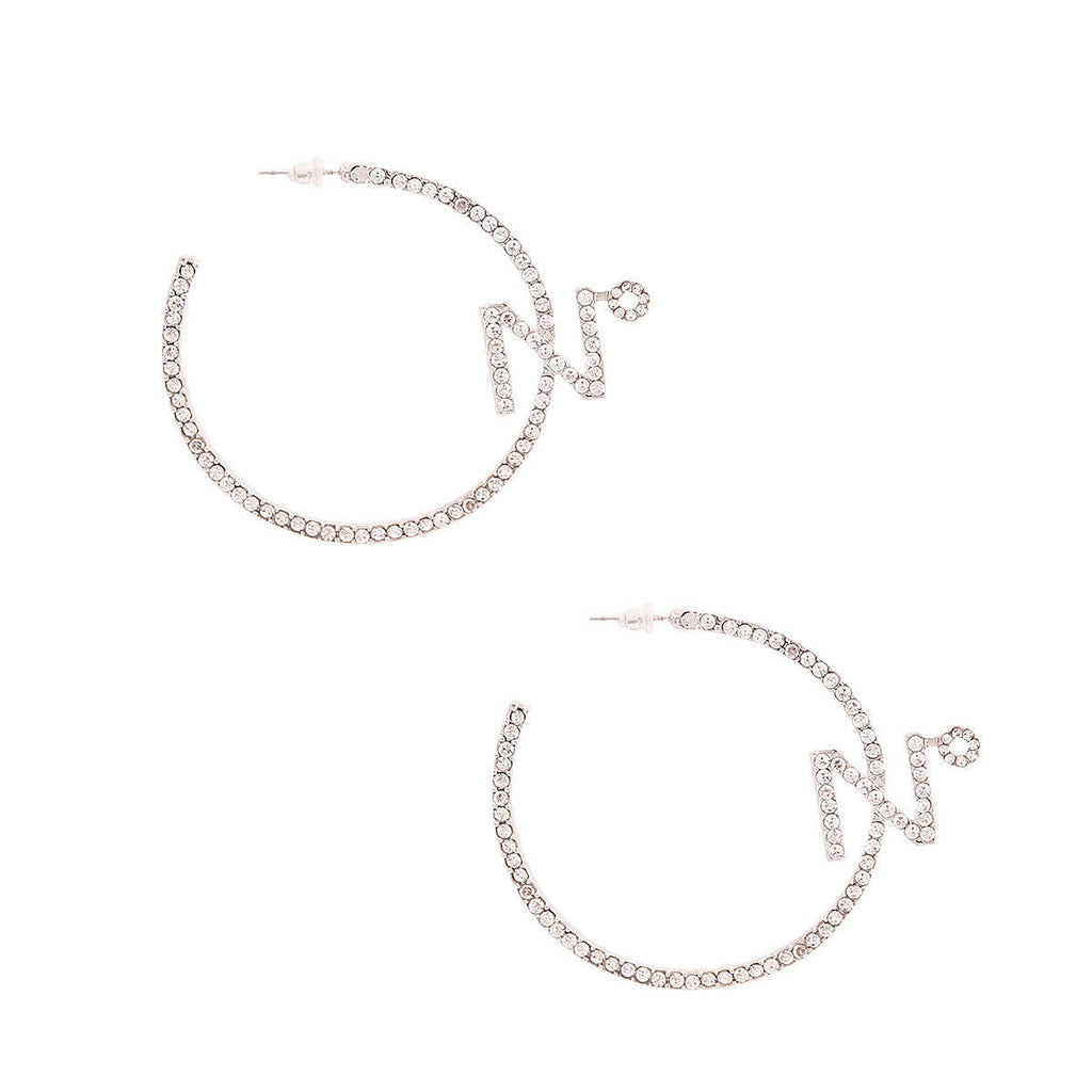 Silver Rhinestone Hoop Earrings Trendy Stylish Jewelry Accessory