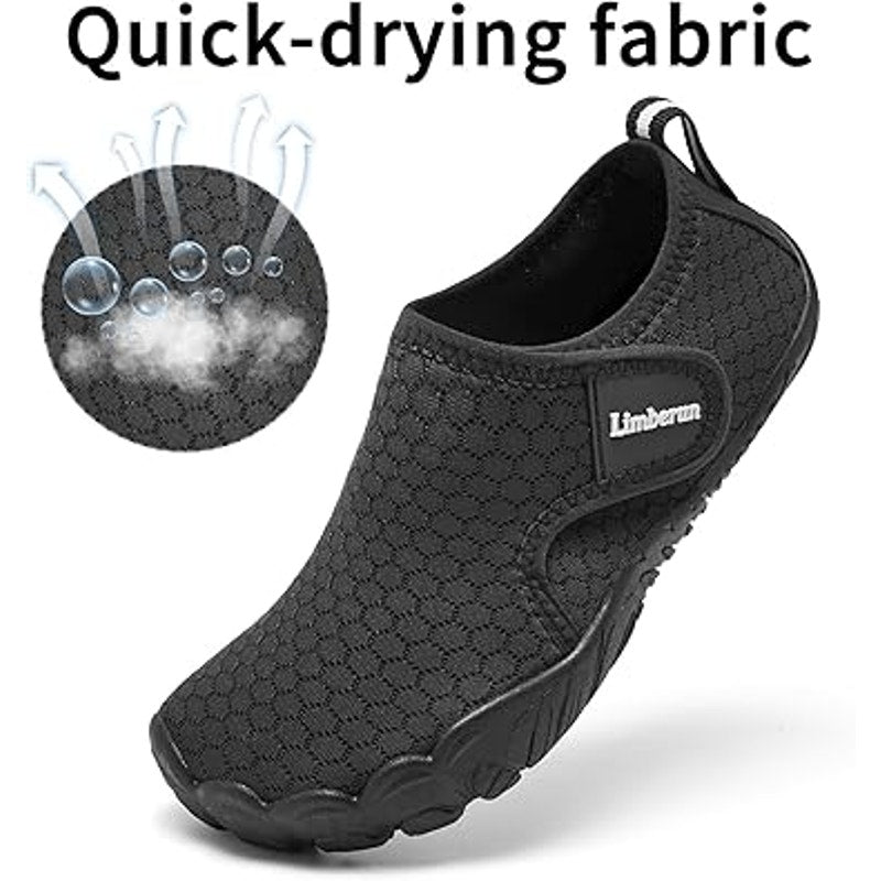 Limberun Big Kids Size 12 Black Hook Loop Slip On Quick Dry Water Swim Shoes