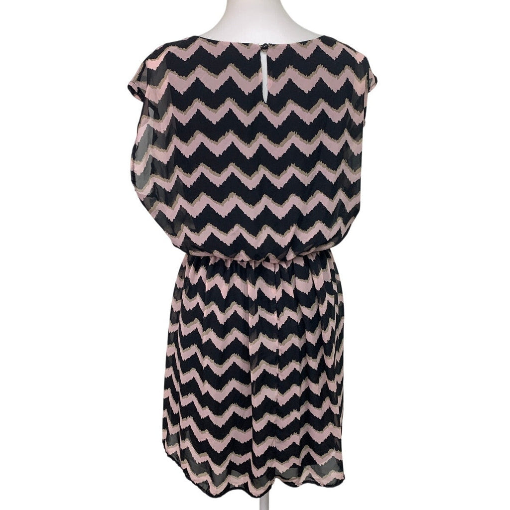 Lily Rose Womens Large 100% Polyester Chevron Stripe Sleevless Blouson Dress