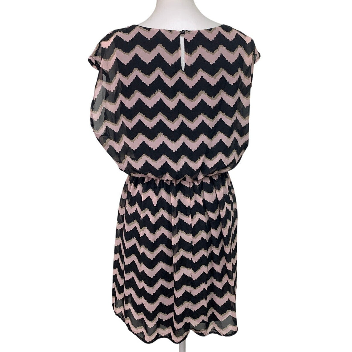 Lily Rose Womens Large 100% Polyester Chevron Stripe Sleevless Blouson Dress