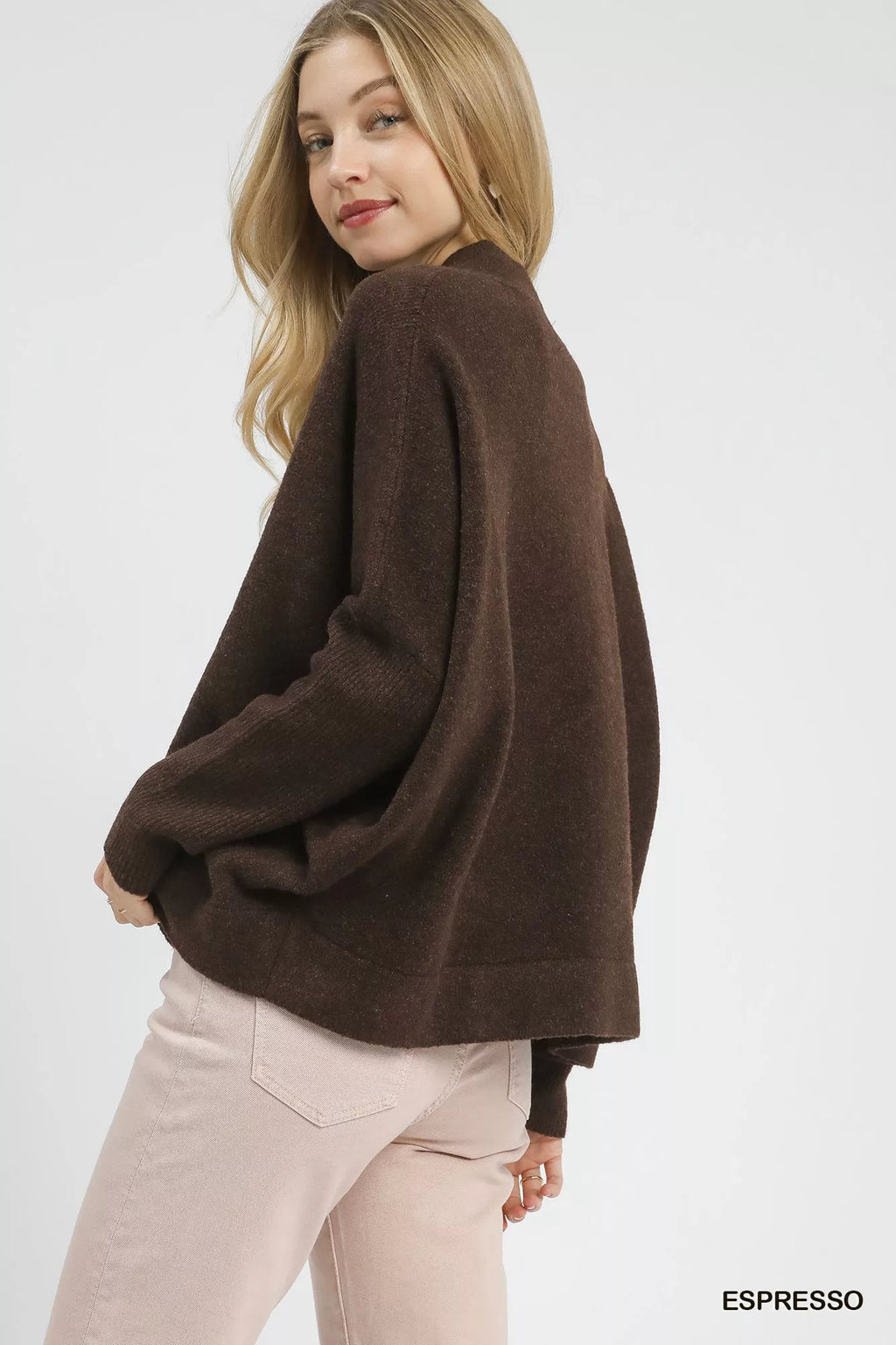 V-Neck Sweater with Wide Trim Detail