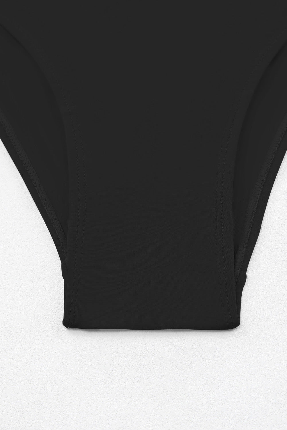 Black Solid Square Neck Sleeveless Tankini Swimsuit
