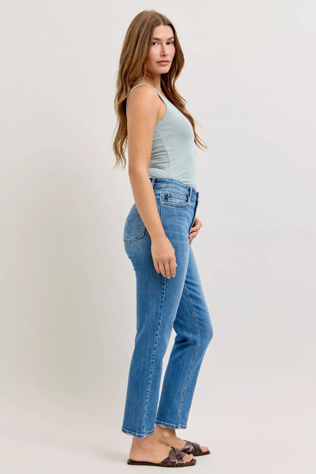 High-Waisted Straight-Leg Jeans