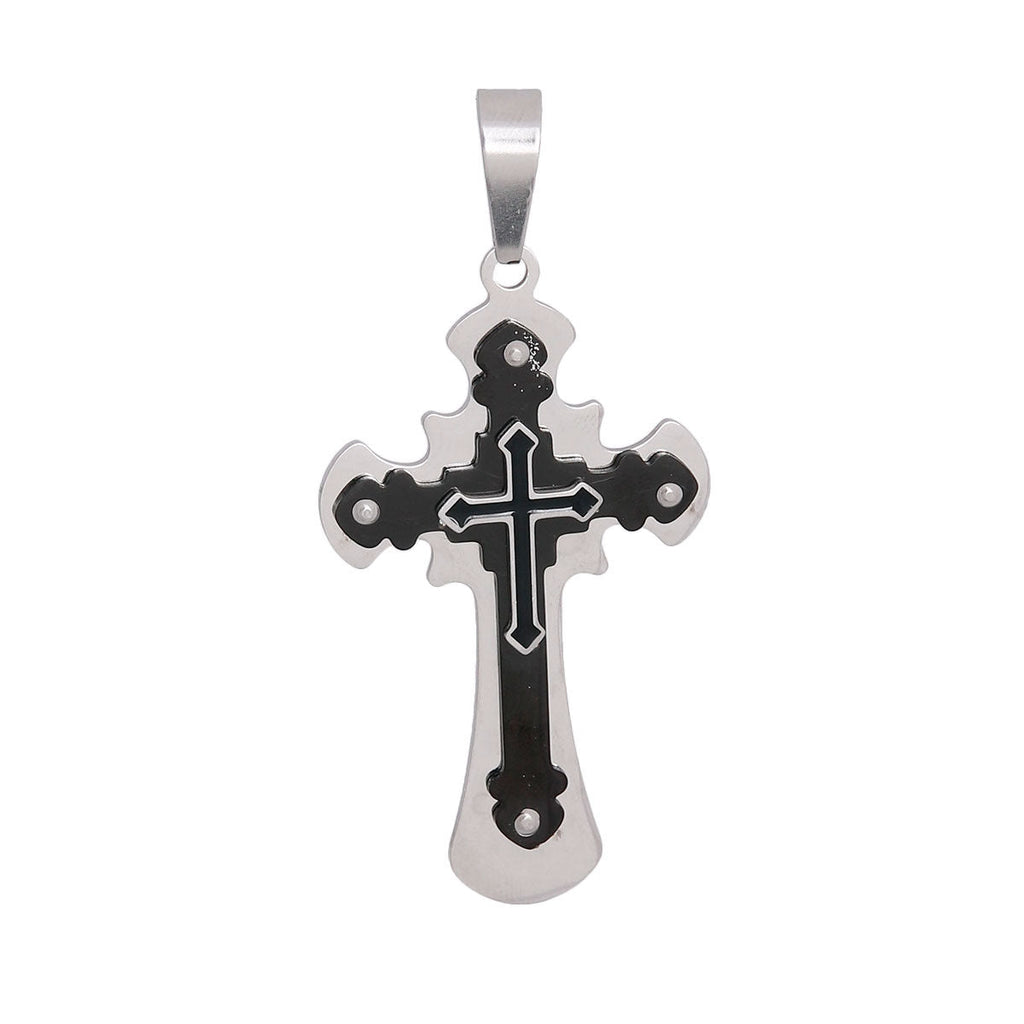Cross Pendant Black Stainless Steel Stylish Jewelry Accessory