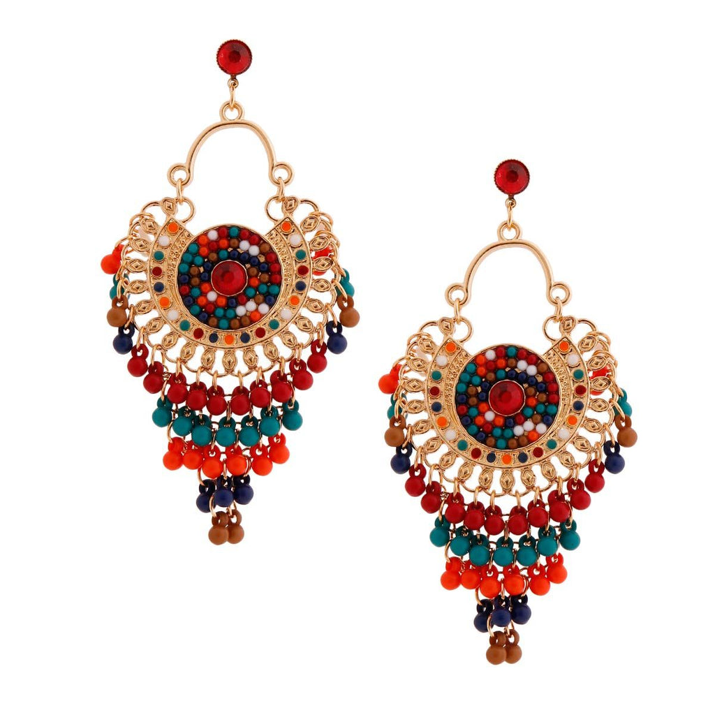 Statement Multi Color Beaded Mandala Earrings – Trendy Fashion Jewelry