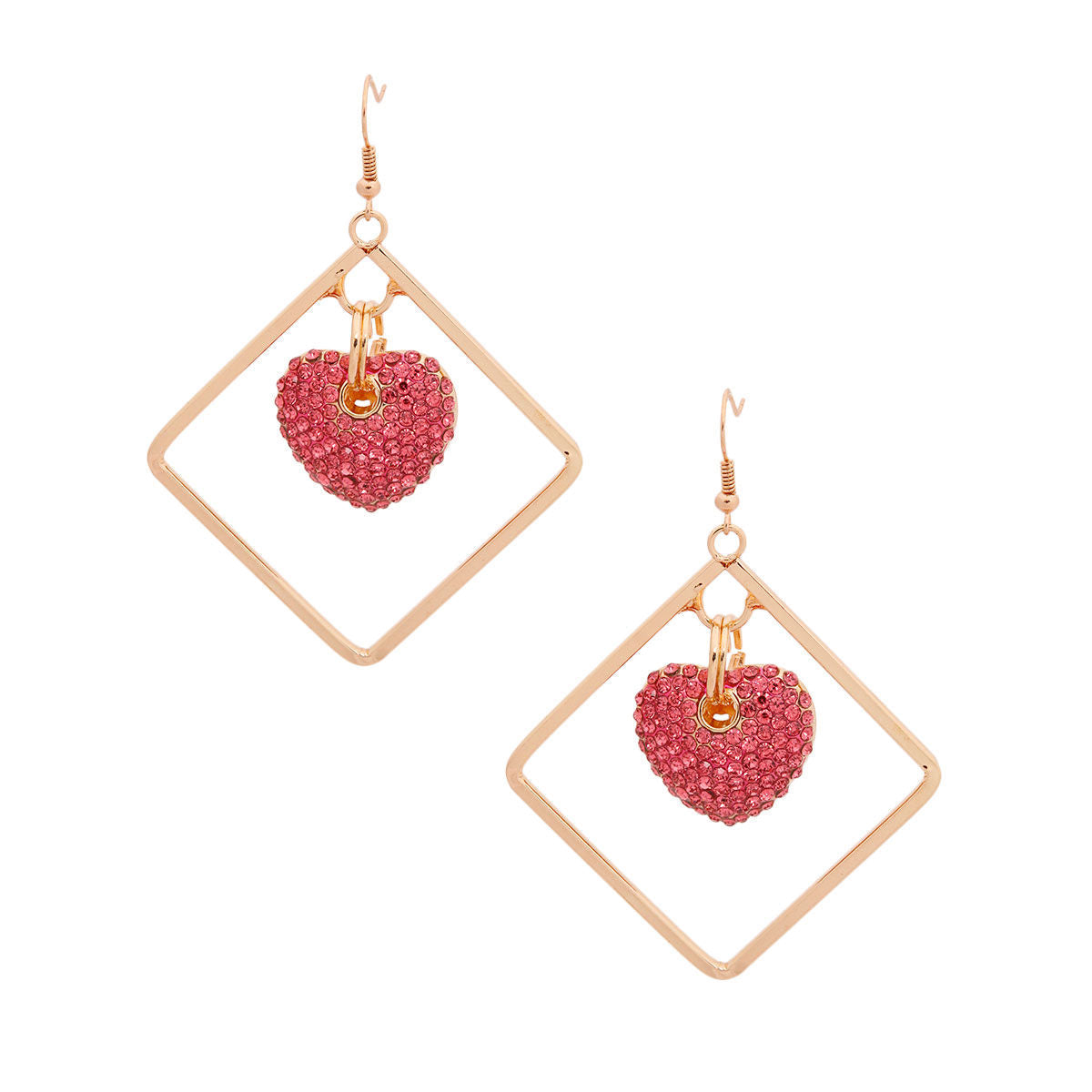Drop Earrings Gold with Pink Diamond Accent Stylish Jewelry