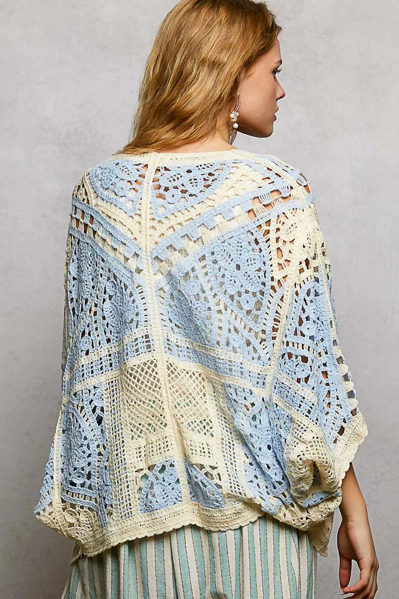 Open Front Crochet Cardigan with Scalloped Edge