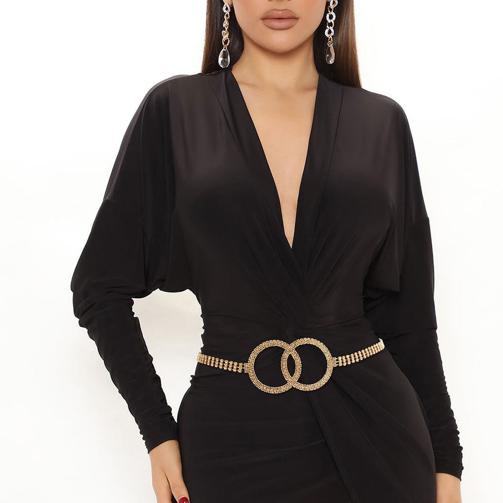 Chain Belt Double Circle Gold Embellished Stylish Statement Accessory