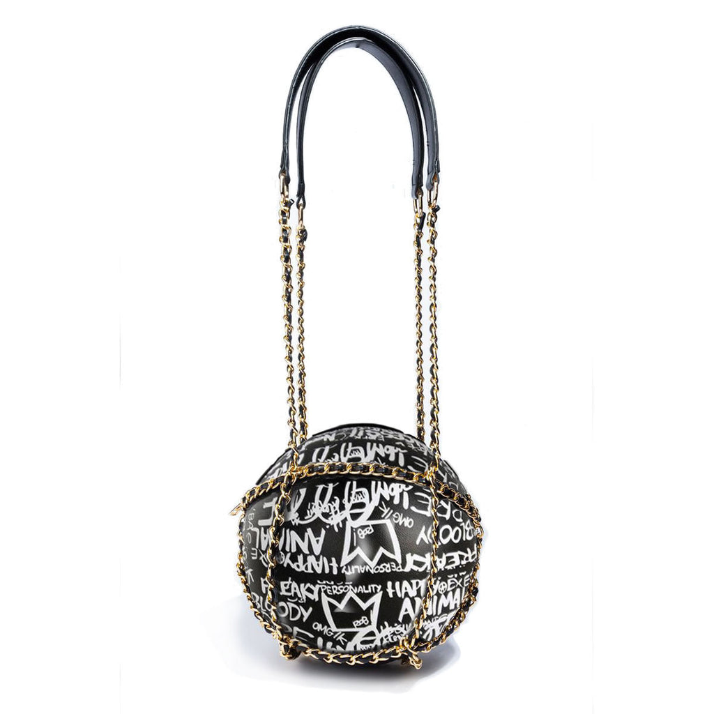 Fashion Basketball Bag 8.5 Inch Black and White Graffiti Stylish Accessory