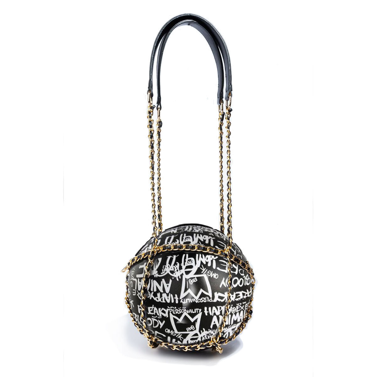 Fashion Basketball Bag 8.5 Inch Black and White Graffiti Stylish Accessory