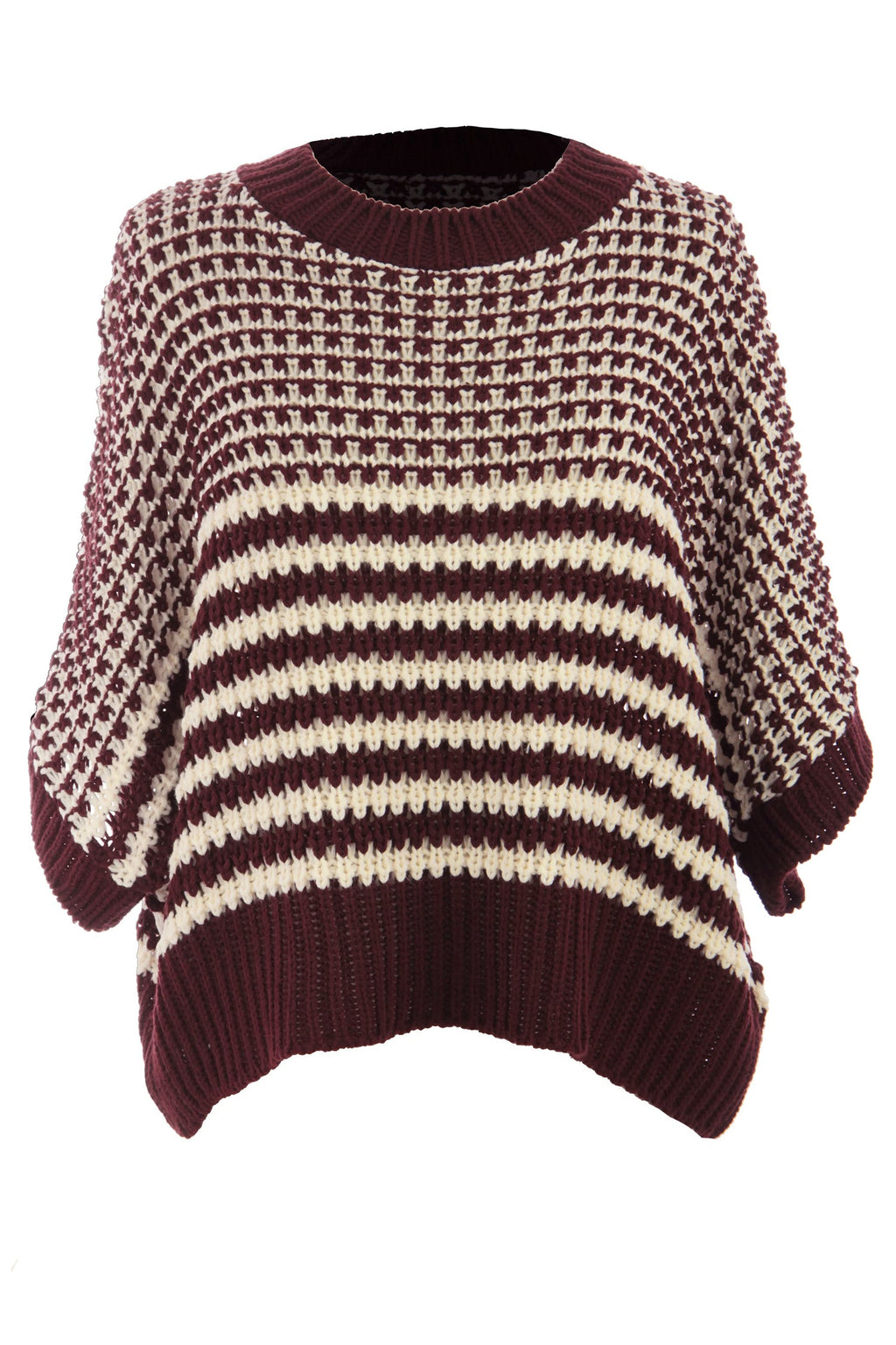 Red 3/4 Draped Sleeve Slouchy Sweater