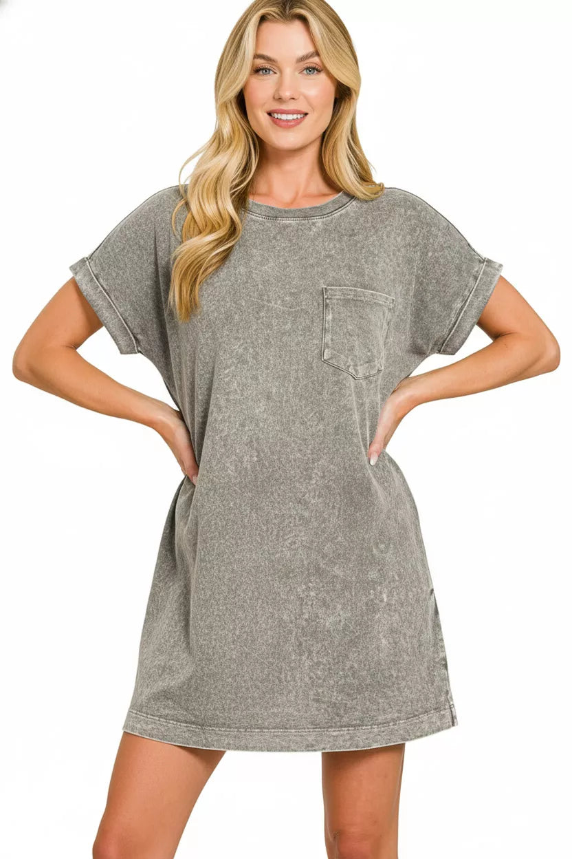Halo Washed Premium Cotton T-Shirts Dress