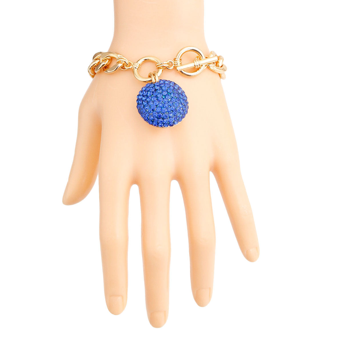 Toggle Bracelet Blue Pave Ball Stylish Fashion Jewelry Accessory