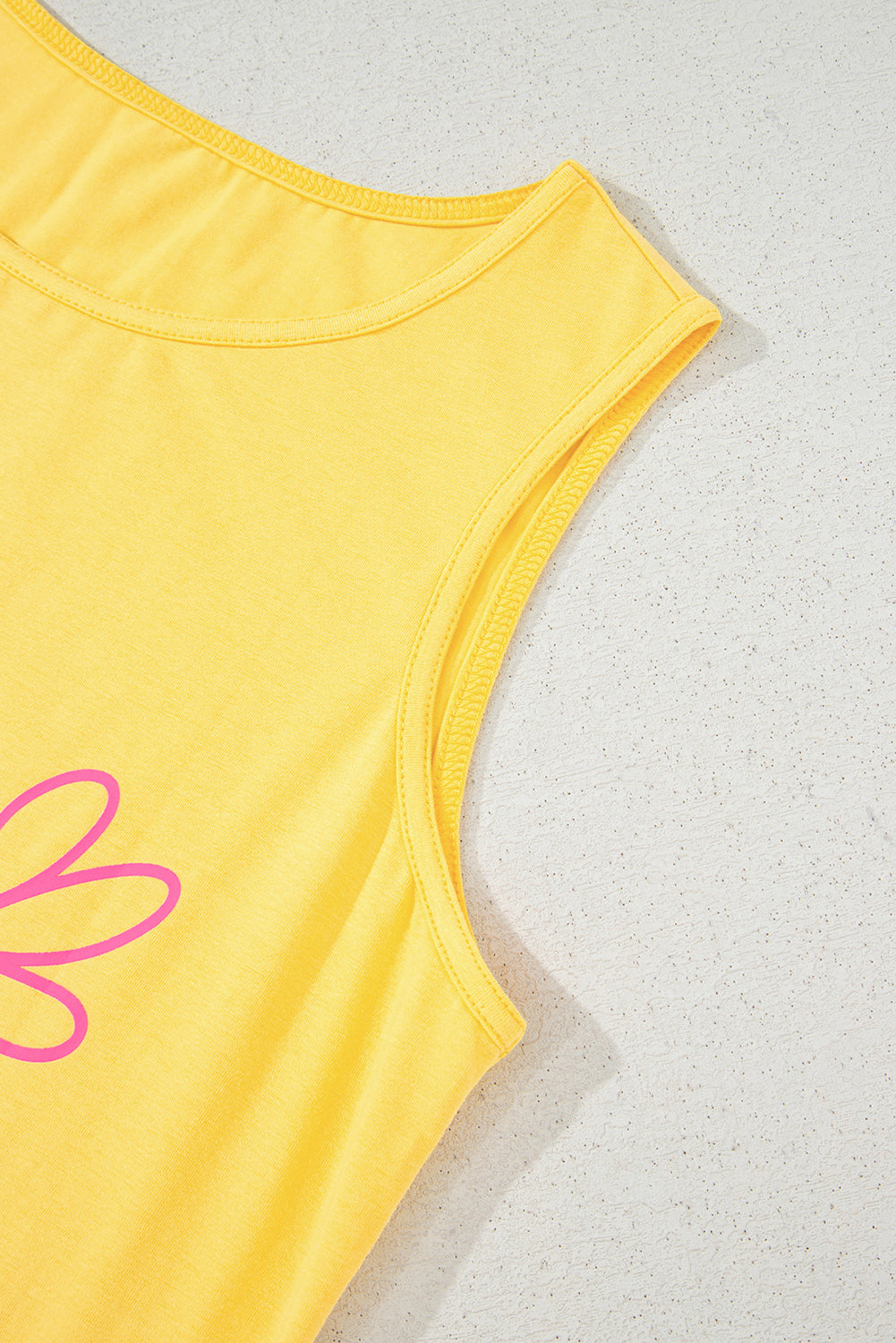 Yellow Cream Flower Graphic Casual Tank Top