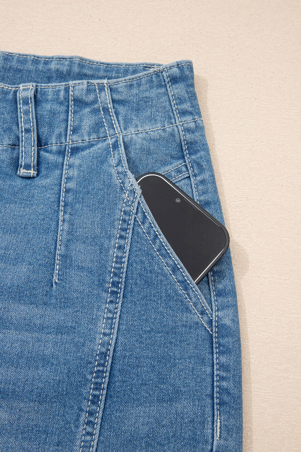 Sky Blue Medium Wash Cuffed Barrel Jeans