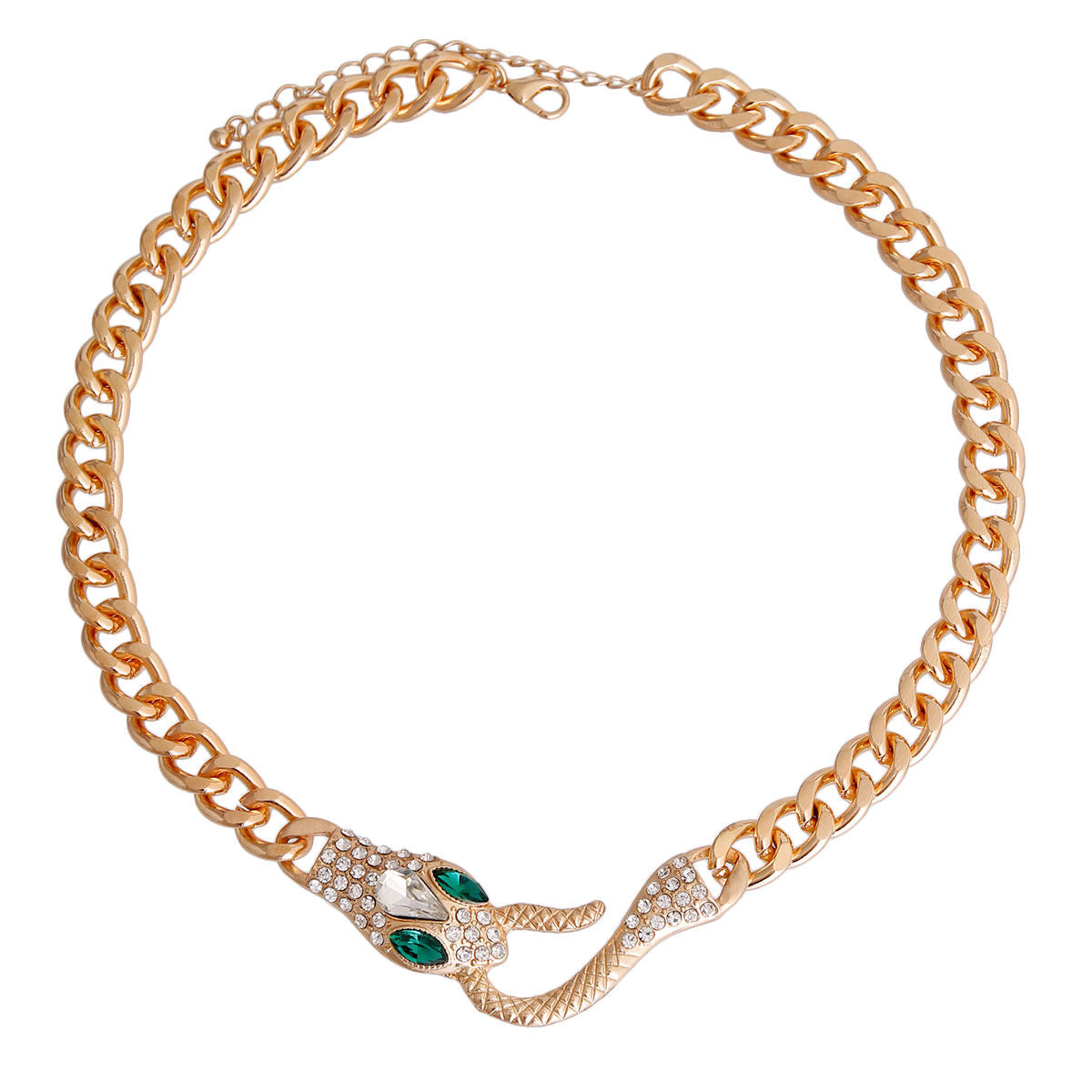 Gold Chain Necklace Snake Charmer Statement Jewelry Trendy Chic Accessory