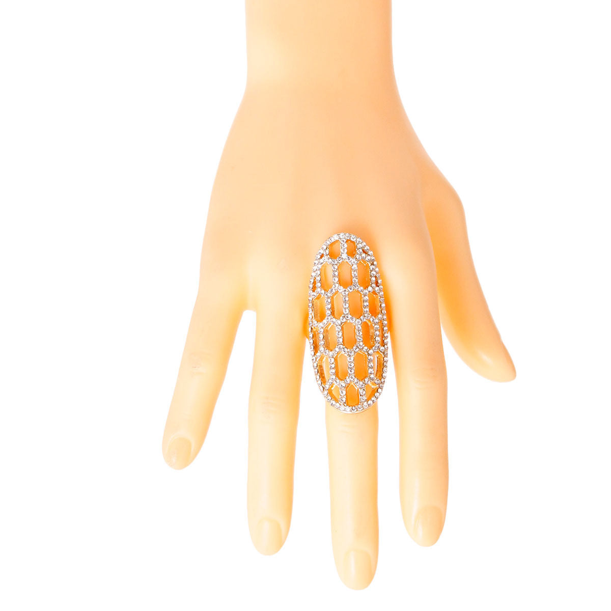 Statement Gold Honeycomb Cocktail Ring Stylish Elegant Fashion Jewelry