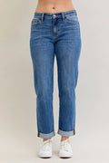 Full Size Mid Rise BF Classic Cuffed Jeans Plus Size