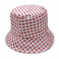 Bucket Hat Pink Gingham Drawstring Casual Stylish Accessory