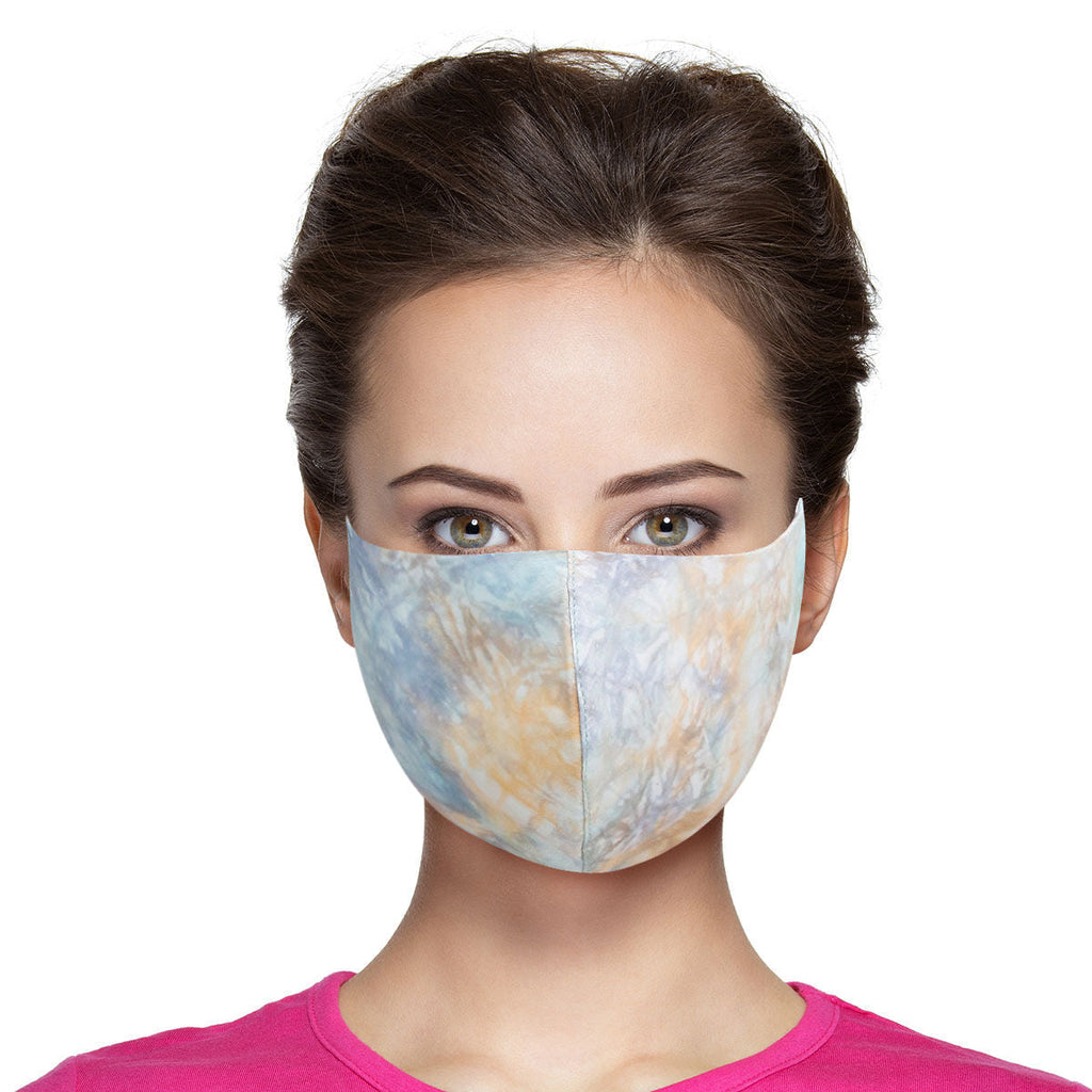 Fashion Face Mask Blue and Yellow Tie Dye Trendy Casual Accessory