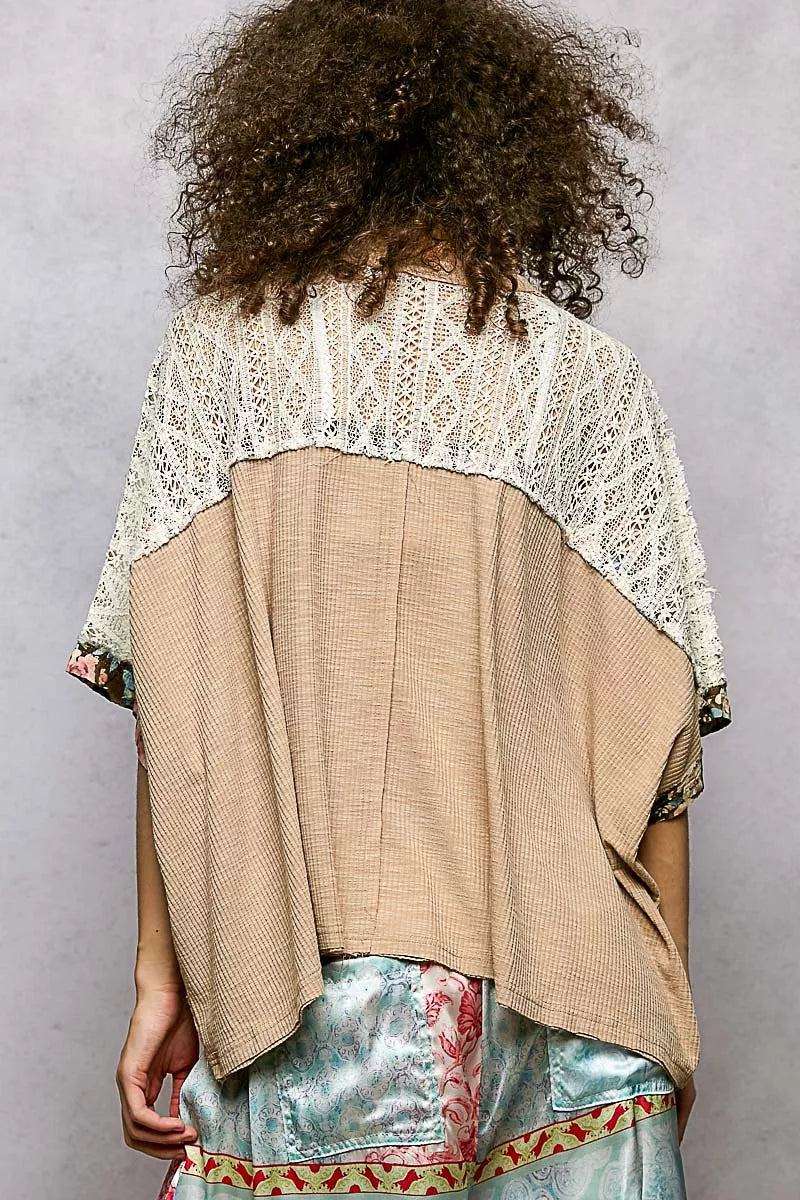 Floral Patchwork Lace Accent Blouse