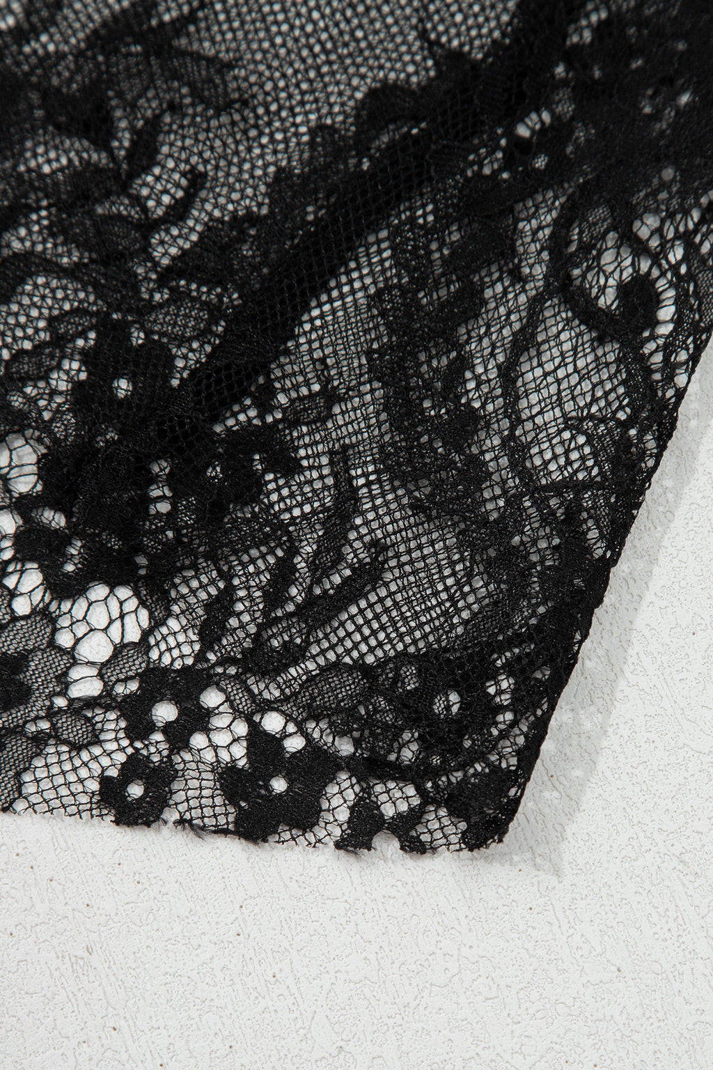 Black Asymmetric Polka Dot Print Sheer Lace Patchwork Maxi Skirt