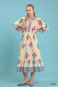 Flower Patch Border Print Midi Dress