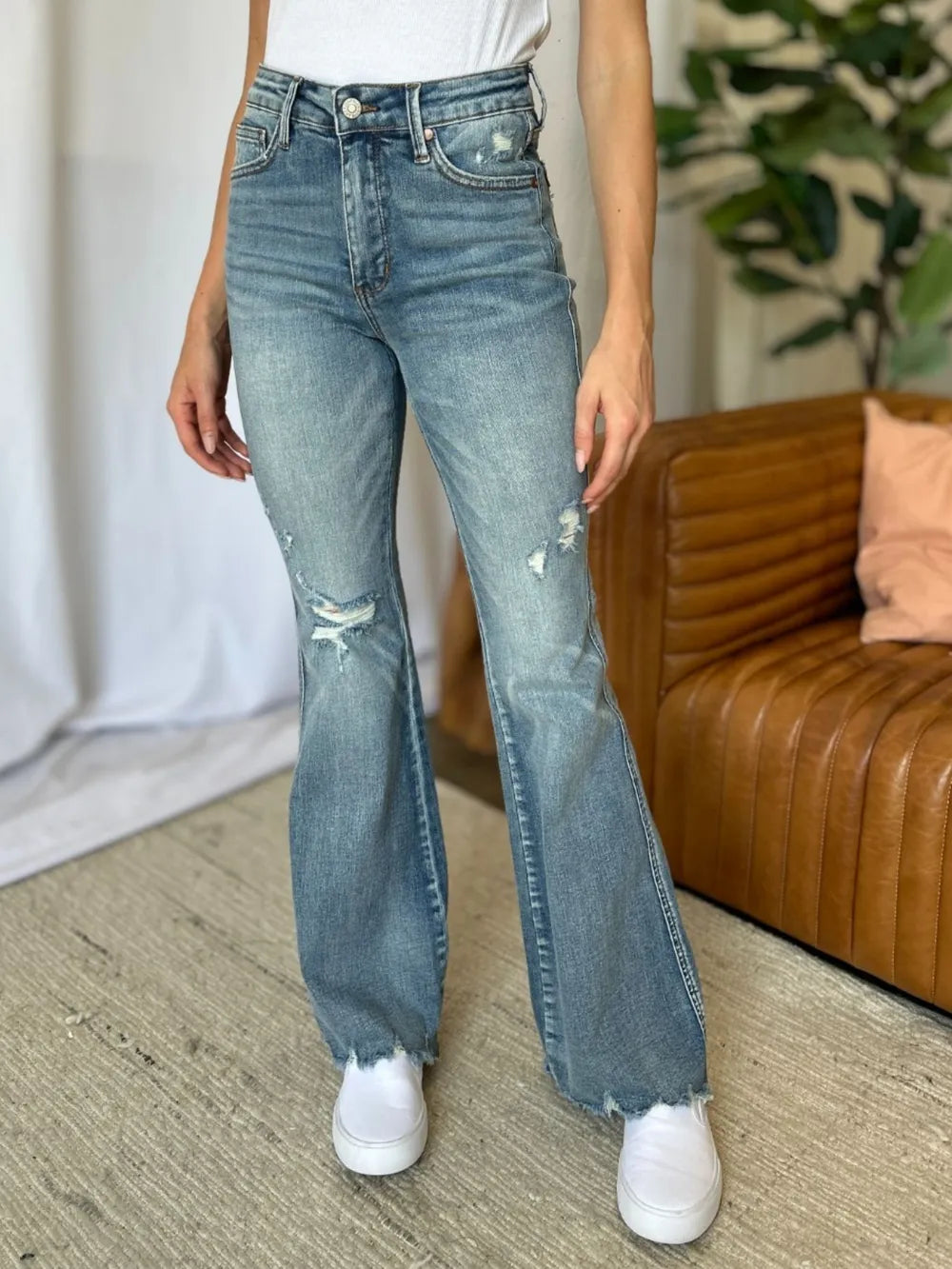Full Size Medium Rise Tummy Control Destroy Flare