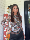 Floral Mesh Long Sleeve Top