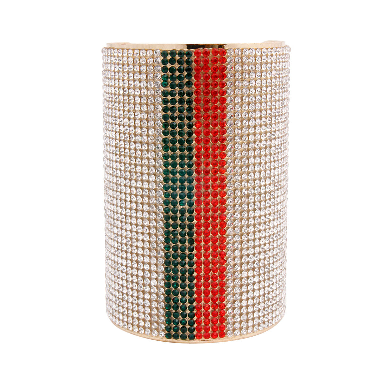 Rhinestone Striped Cuff Bracelet Trendy Statement Jewelry Accessory
