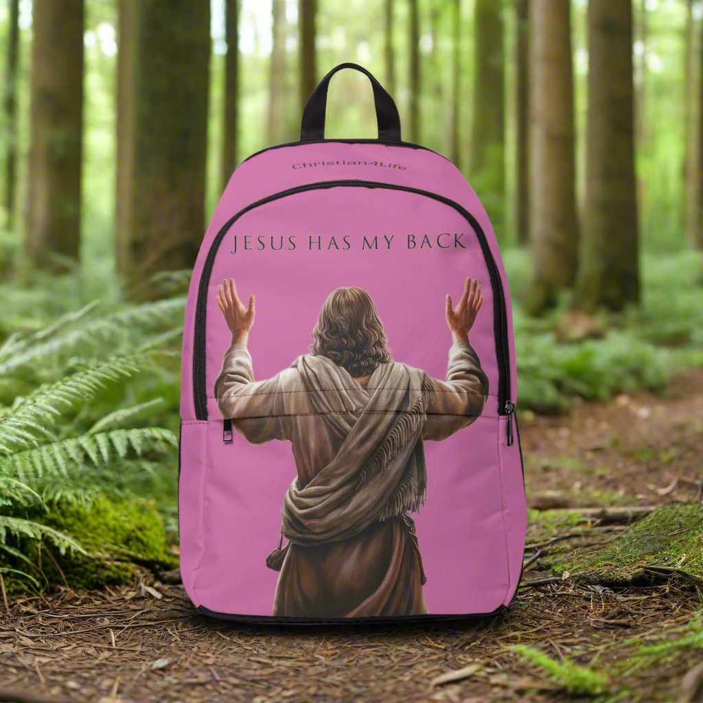 "Jesus Has My Back" Christian Backpack (Choose Pink Shade)
