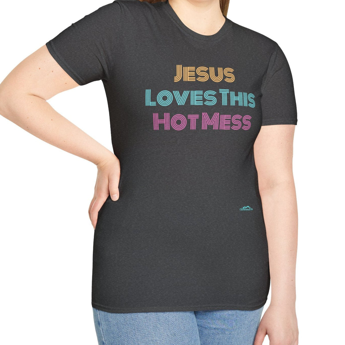 Unisex "Jesus Loves this Hot Mess" Christian Cotton Softstyle T-Shirt