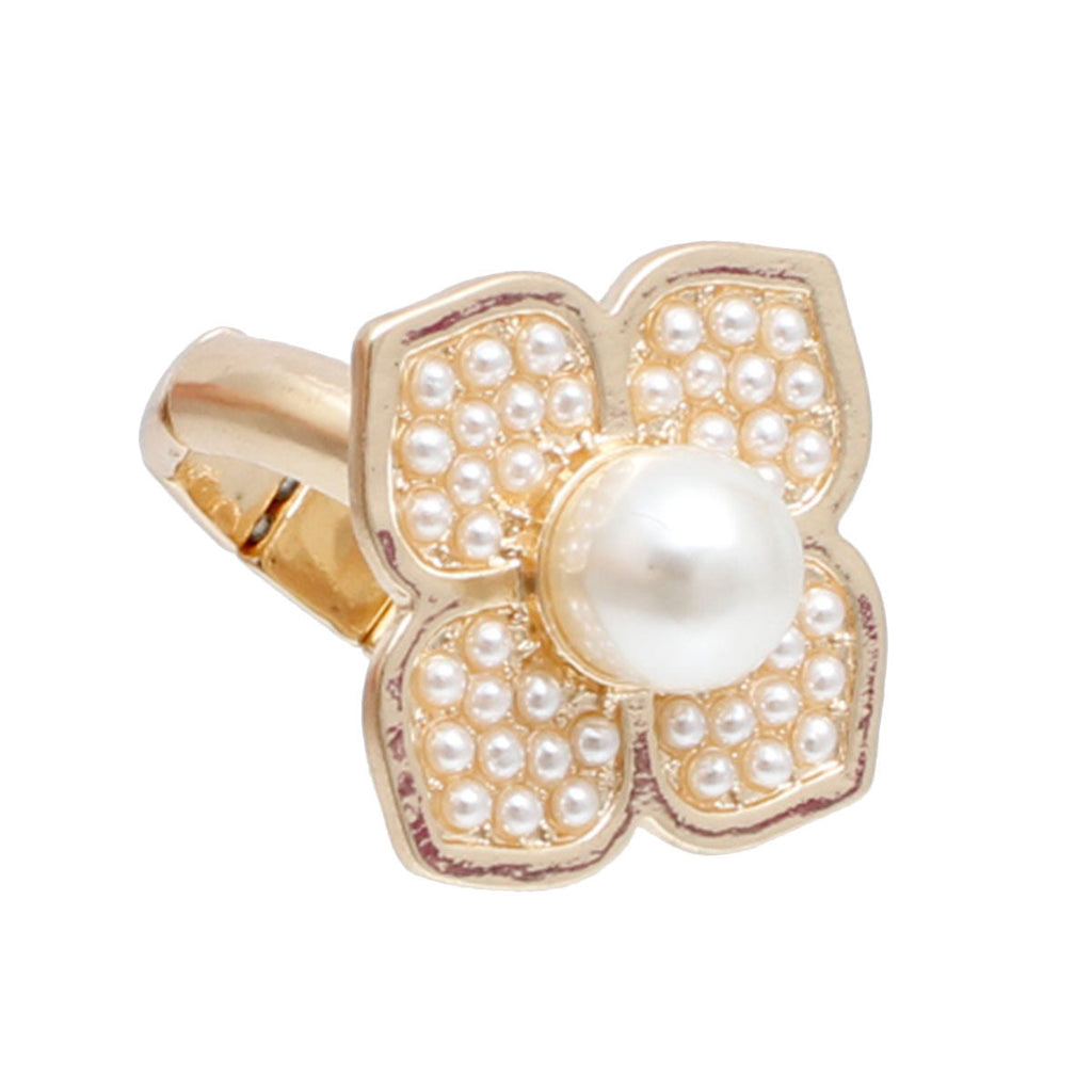 Flower Ring Pearl Bloom Stylish Statement Jewelry Accessory