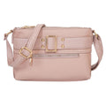 Fashion Crossbody Bag Mauve Leather Buckle Stylish Chic Accessory