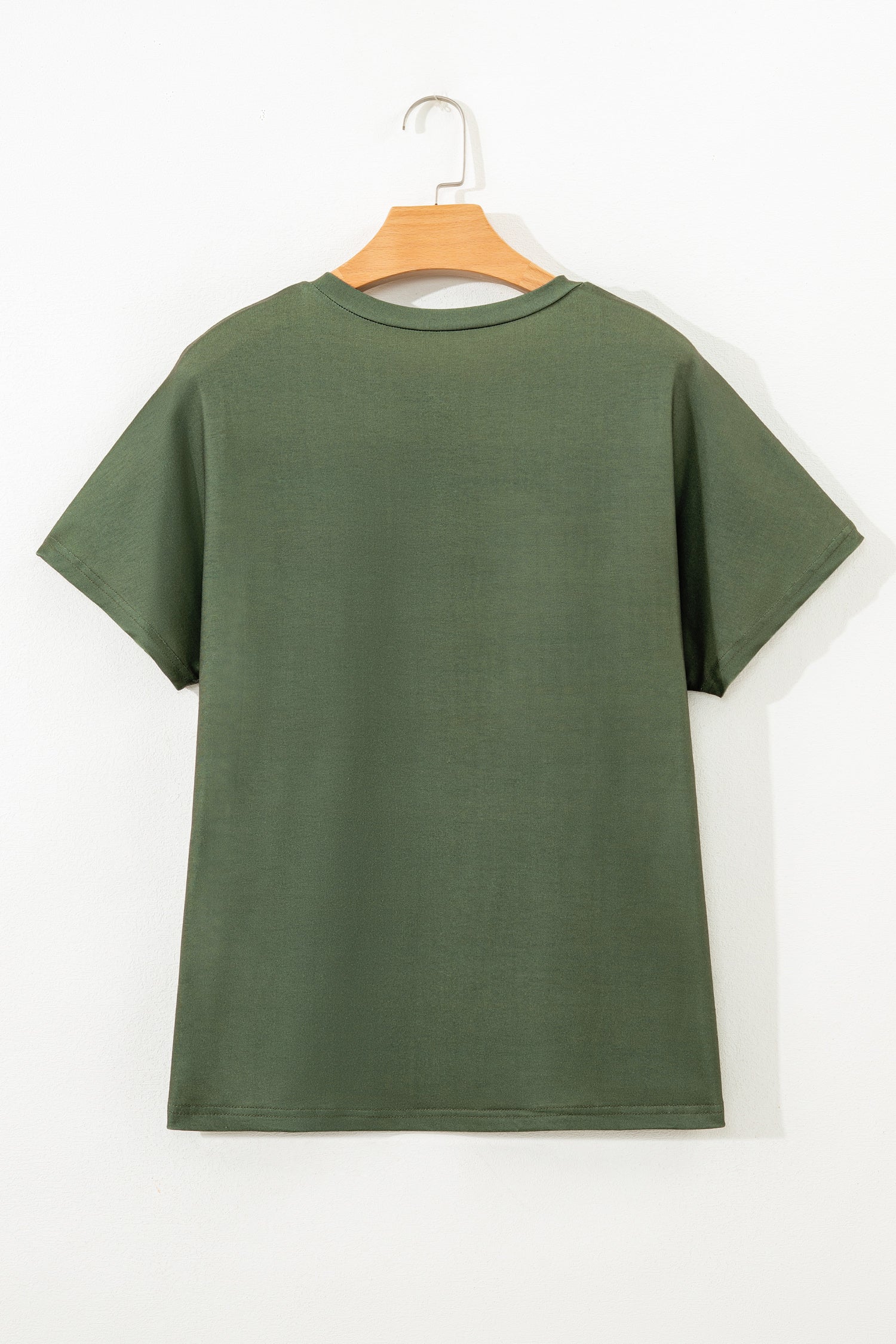 Four Leaf Clover Striped Half Buttons Crew Neck T-Shirt