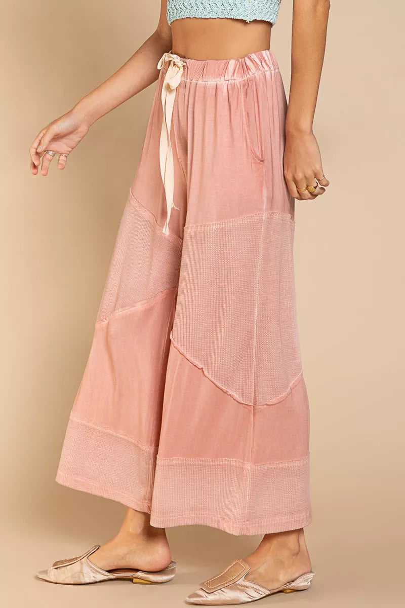 Elastic Waistband Wide Leg Pants with Drawstring