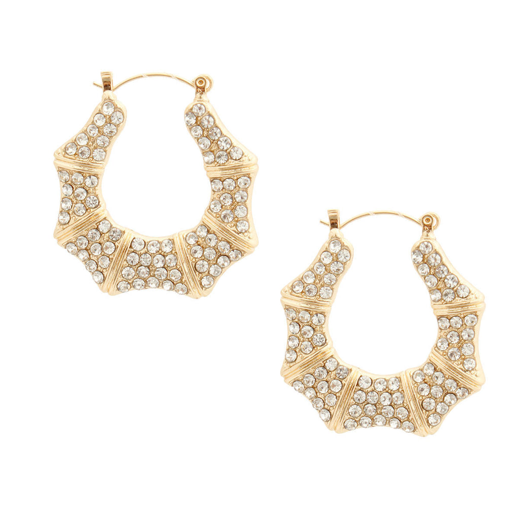 Bamboo Hoop Earrings Gold Bling Statement Jewelry