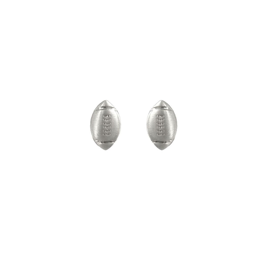 Fashionable Matte Silver Football Stud Earrings Chic Casual Jewelry Accessories