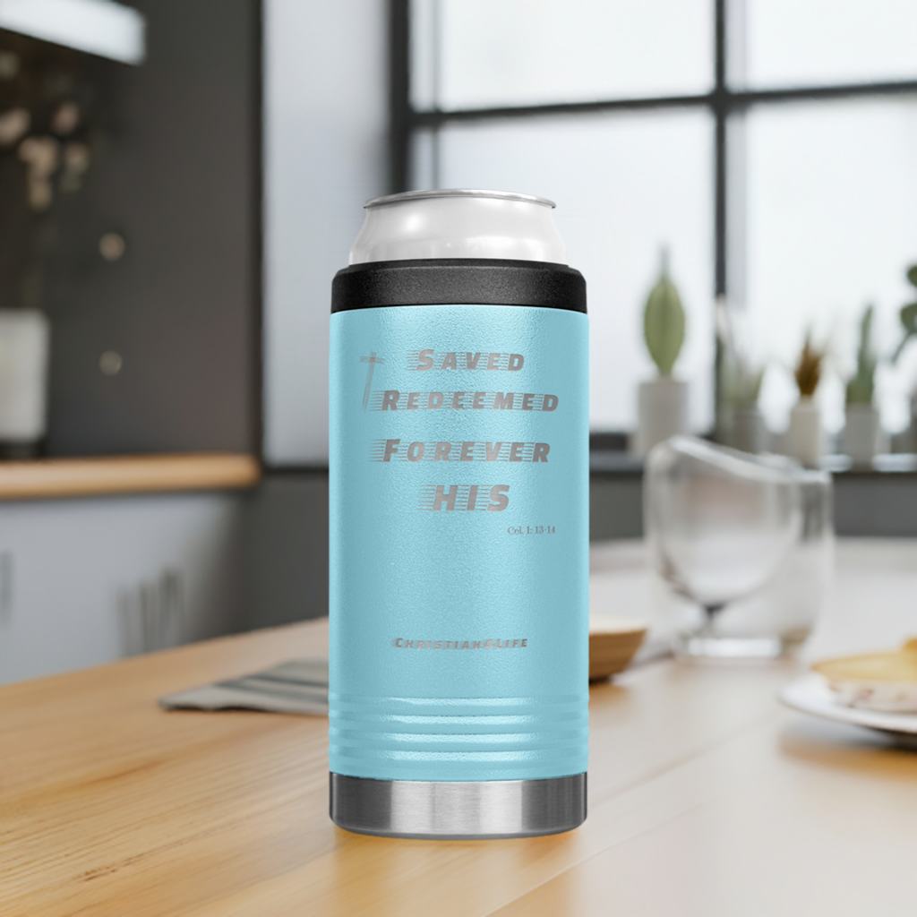 12oz Christian Cozie Insulated Tumbler -Saved, Redeemed, Forever His